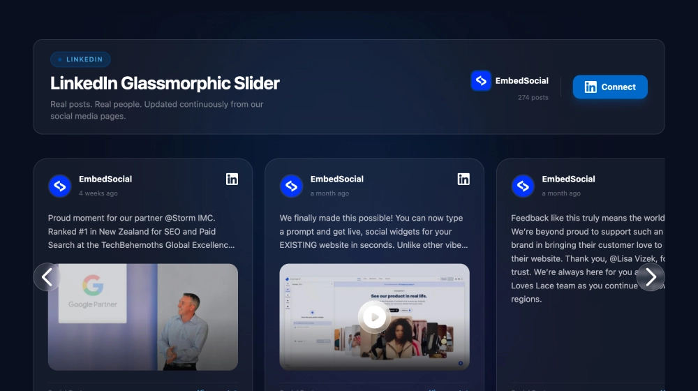 LinkedIn Glassmorphic Slider