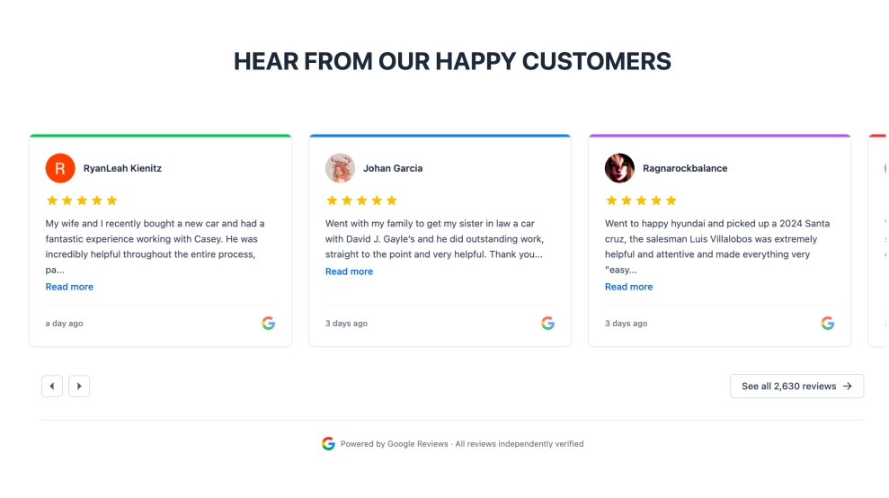 SaaS Google Reviews Slider