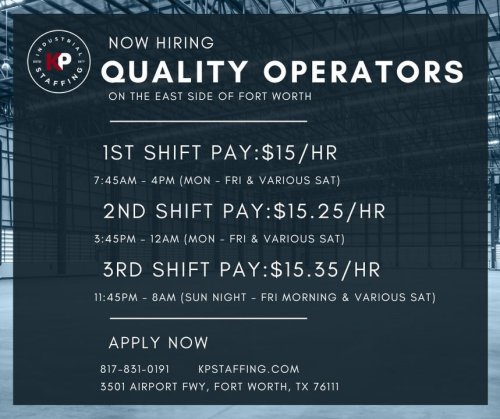 Photo post from KP Staffing Agency (Fort Worth Branch).