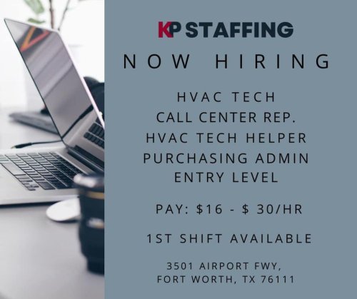Photo post from KP Staffing Agency (Fort Worth Branch).