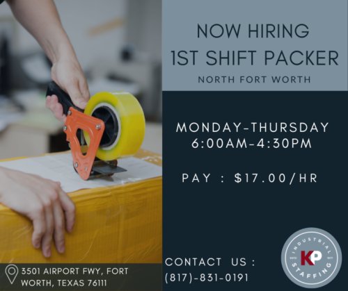 Photo post from KP Staffing Agency (Fort Worth Branch).