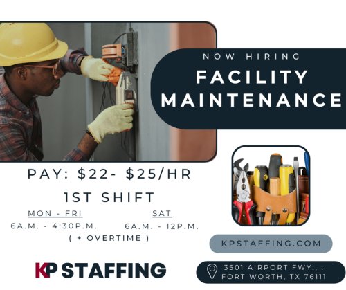Photo post from KP Staffing Agency (Fort Worth Branch).