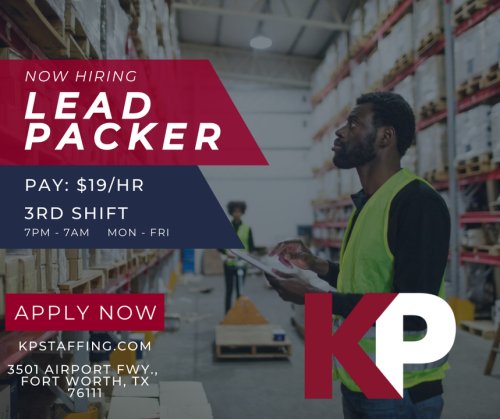 Photo post from KP Staffing Agency (Fort Worth Branch).
