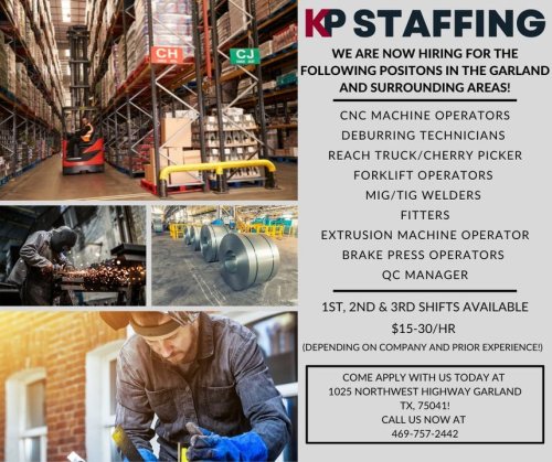 Photo post from KP Staffing Agency (Garland Branch).