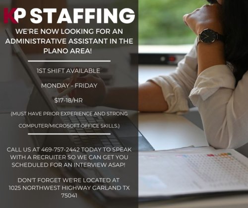 Photo post from KP Staffing Agency (Garland Branch).
