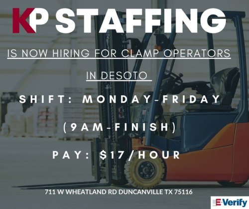 Photo post from KP Staffing Agency (Duncanville Branch).