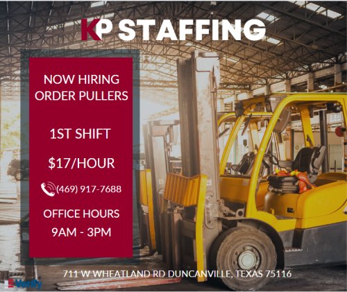 Photo post from KP Staffing Agency (Duncanville Branch).