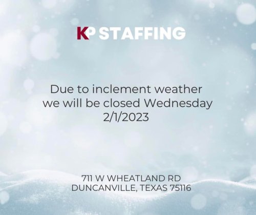 Photo post from KP Staffing Agency (Duncanville Branch).