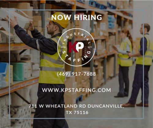 Photo post from KP Staffing Agency (Duncanville Branch).