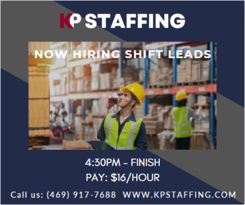 Photo post from KP Staffing Agency (Duncanville Branch).