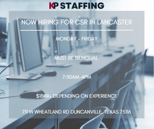 Photo post from KP Staffing Agency (Duncanville Branch).