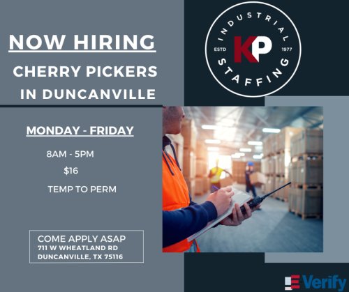 Photo post from KP Staffing Agency (Duncanville Branch).