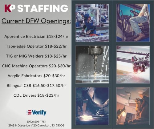 Photo post from KP Staffing Agency (Carrollton Branch).