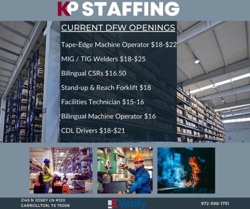Photo post from KP Staffing Agency (Carrollton Branch).
