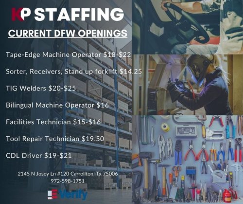 Photo post from KP Staffing Agency (Carrollton Branch).
