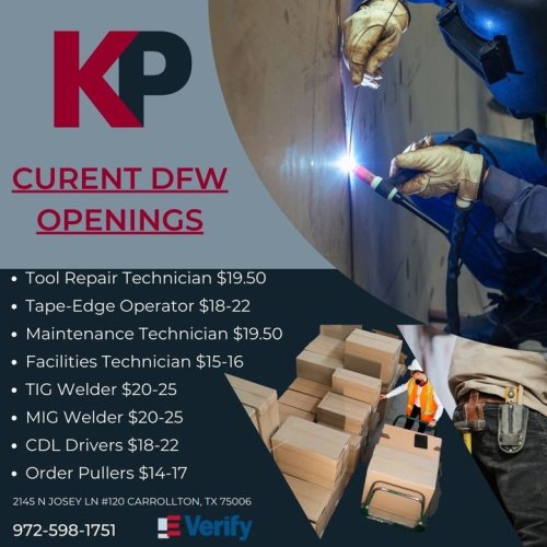 Photo post from KP Staffing Agency (Carrollton Branch).