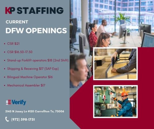 Photo post from KP Staffing Agency (Carrollton Branch).