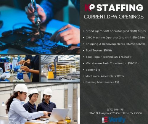 Photo post from KP Staffing Agency (Carrollton Branch).