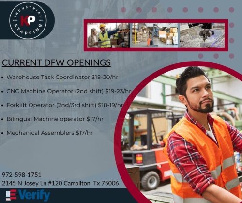Photo post from KP Staffing Agency (Carrollton Branch).