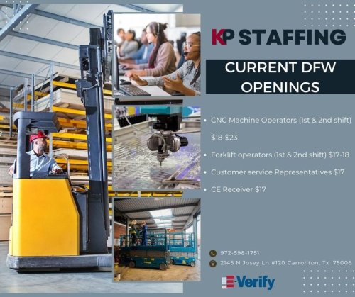 Photo post from KP Staffing Agency (Carrollton Branch).