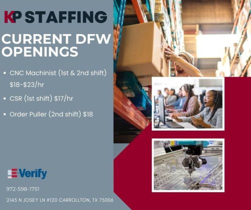Photo post from KP Staffing Agency (Carrollton Branch).