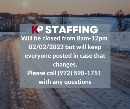 Photo post from KP Staffing Agency (Carrollton Branch).