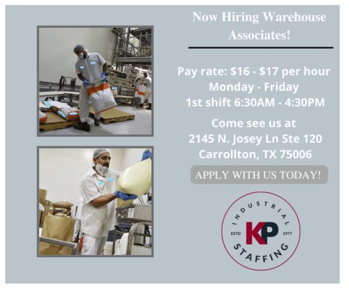Photo post from KP Staffing Agency (Carrollton Branch).
