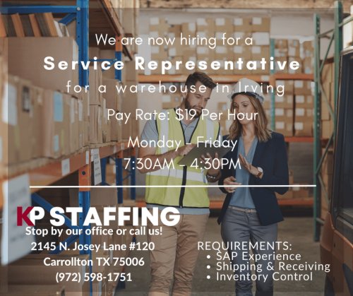 Photo post from KP Staffing Agency (Carrollton Branch).