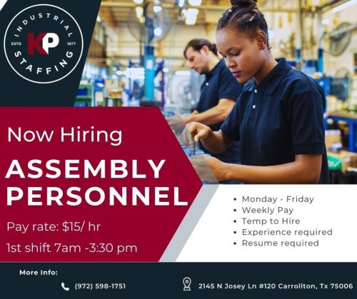 Photo post from KP Staffing Agency (Carrollton Branch).