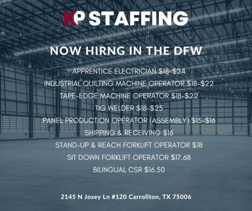 Photo post from KP Staffing Agency (Carrollton Branch).