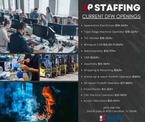 Photo post from KP Staffing Agency (Carrollton Branch).