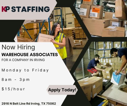 Photo post from KP Staffing Agency (Irving Branch).