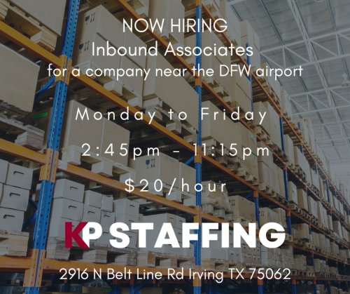 Photo post from KP Staffing Agency (Irving Branch).