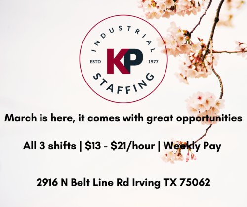 Photo post from KP Staffing Agency (Irving Branch).