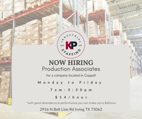 Photo post from KP Staffing Agency (Irving Branch).
