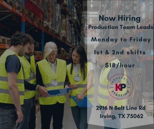 Photo post from KP Staffing Agency (Irving Branch).