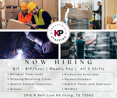Photo post from KP Staffing Agency (Irving Branch).