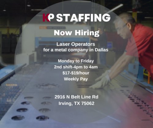 Photo post from KP Staffing Agency (Irving Branch).