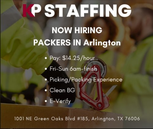Photo post from KP Staffing Agency (Arlington Branch).