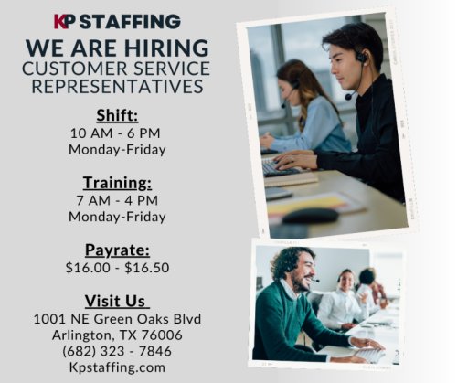 Photo post from KP Staffing Agency (Arlington Branch).
