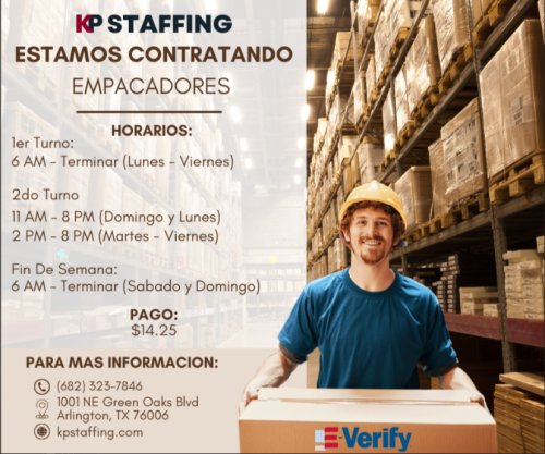 Photo post from KP Staffing Agency (Arlington Branch).