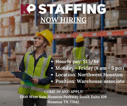 Photo post from KP Staffing Agency (West Houston Branch).