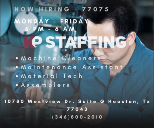 Photo post from KP Staffing Agency (West Houston Branch).