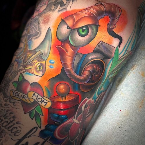Alex  Christian Best Friends on Instagram Incredible Earthworm Jim tattoo  by joshhermantattoo 