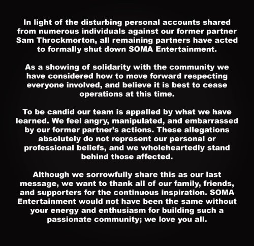 Photo post from soma_ent.