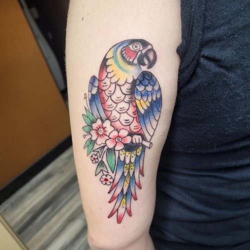 44 Fine Line Black and Grey Tattoos by Poonkaros | TattooAdore | Parrot  tattoo, Lovebird tattoo, Small tattoos