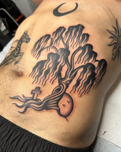 Weeping Willow Goddess Tree of Life by Dr. Z, Laughing Hyena Tattoo,  Washington DC : r/tattoos