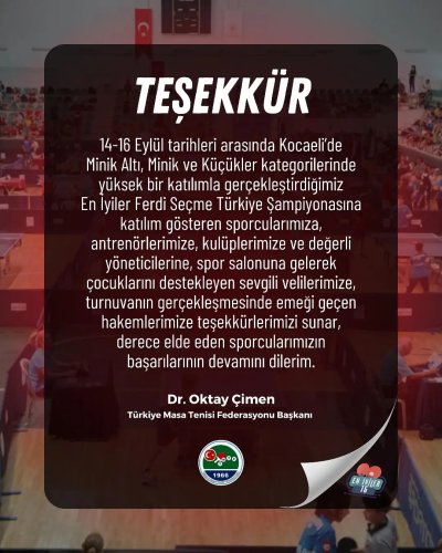 Photo post from turkiyemasatenisifederasyonu.