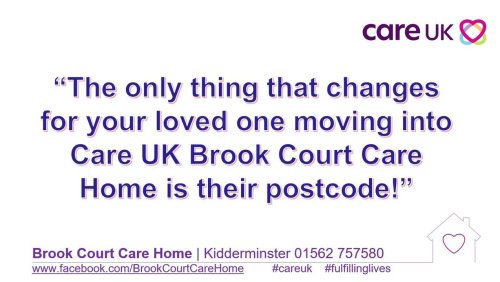 Photo post from Brook Court Care Home.