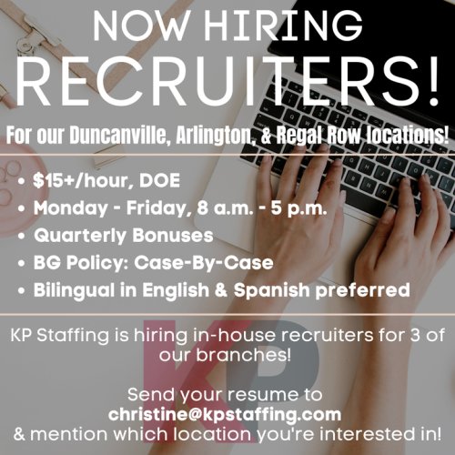 Photo post from KP Staffing Agency (Fort Worth Branch).